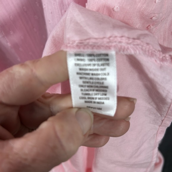 Women's Dress Pink Swiss Dot Milkmaid Smocked Cottagecore Coquette Midi Size XL - Picture 8 of 8